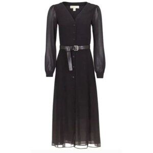 Michael Michael Kors NEW Black Kate Dress Petite XS Semi Sheer Career Minimalist